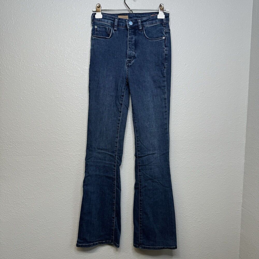Pilcro Anthropologie Jean Womens 25 Blue The Icon Flare Denim Stretch Button Fly